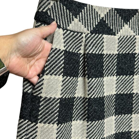 Talbots Vintage y2k Petites Buffalo Plaid Wool Blend Skirt Gray Size 8P - Picture 3 of 9